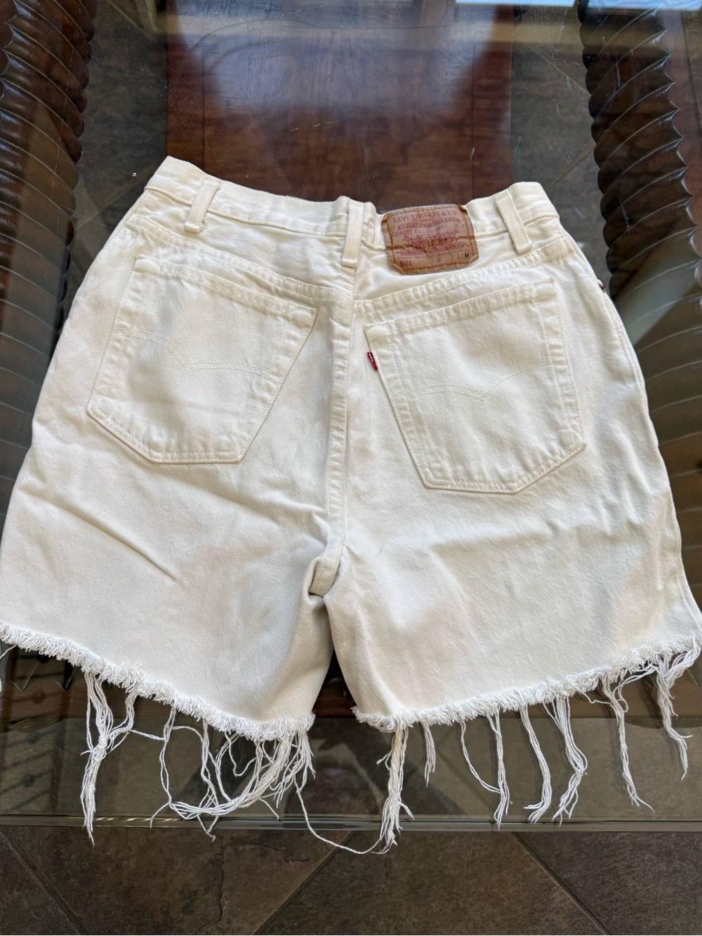 Vintage 80s 90s Levi’s 501 White Cut Off Shorts USA Made Button Fly 30W - Picture 2 of 11